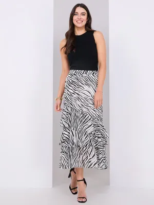 3-Tier Zebra Print Chiffon Flounce Skirt