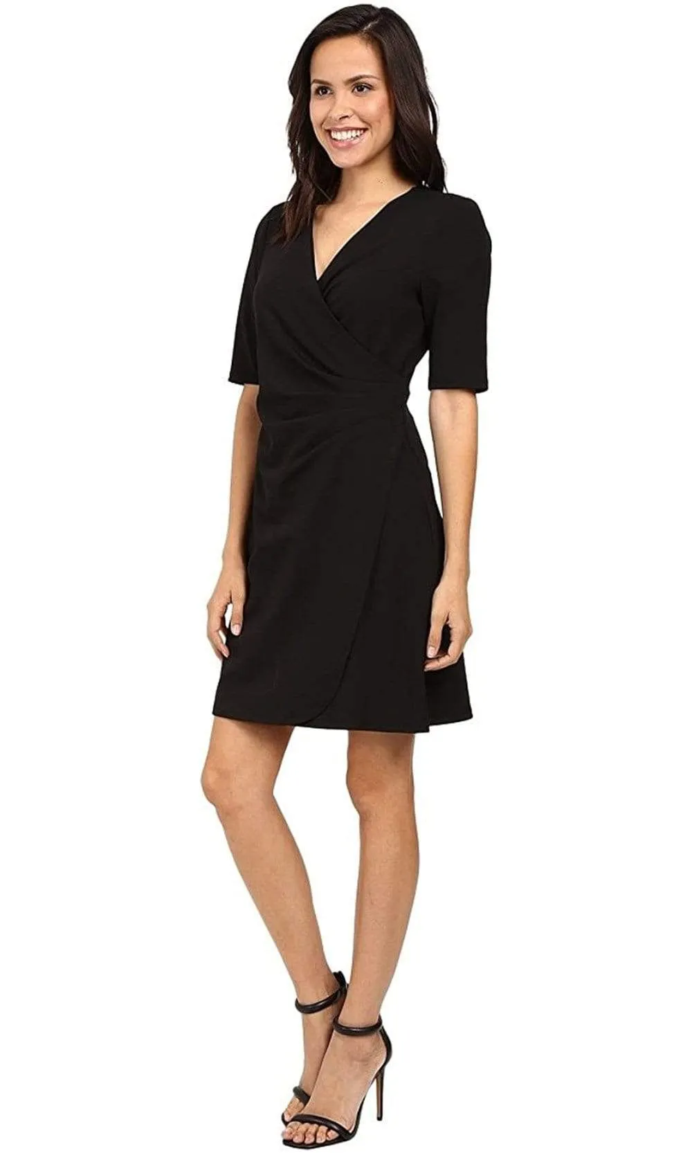 Adrianna Papell - AP1D100146 V-Neck Short Sleeve Dress