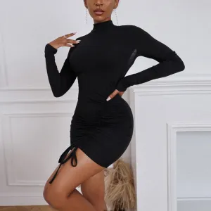 Backless Drawstring Knit Sexy Bodycon Dresses Wholesale SD164291