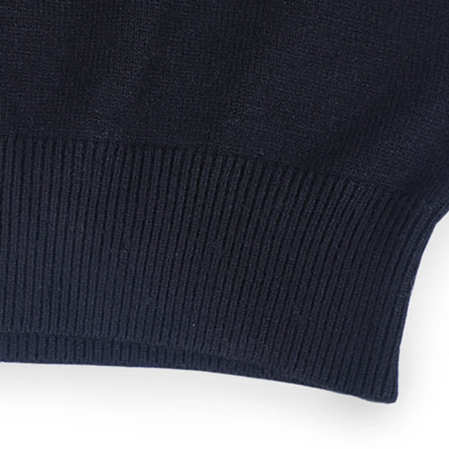 Basic Polo Neck Ribbed Premium Full Sleeves Knitted Kids Sweater - Black