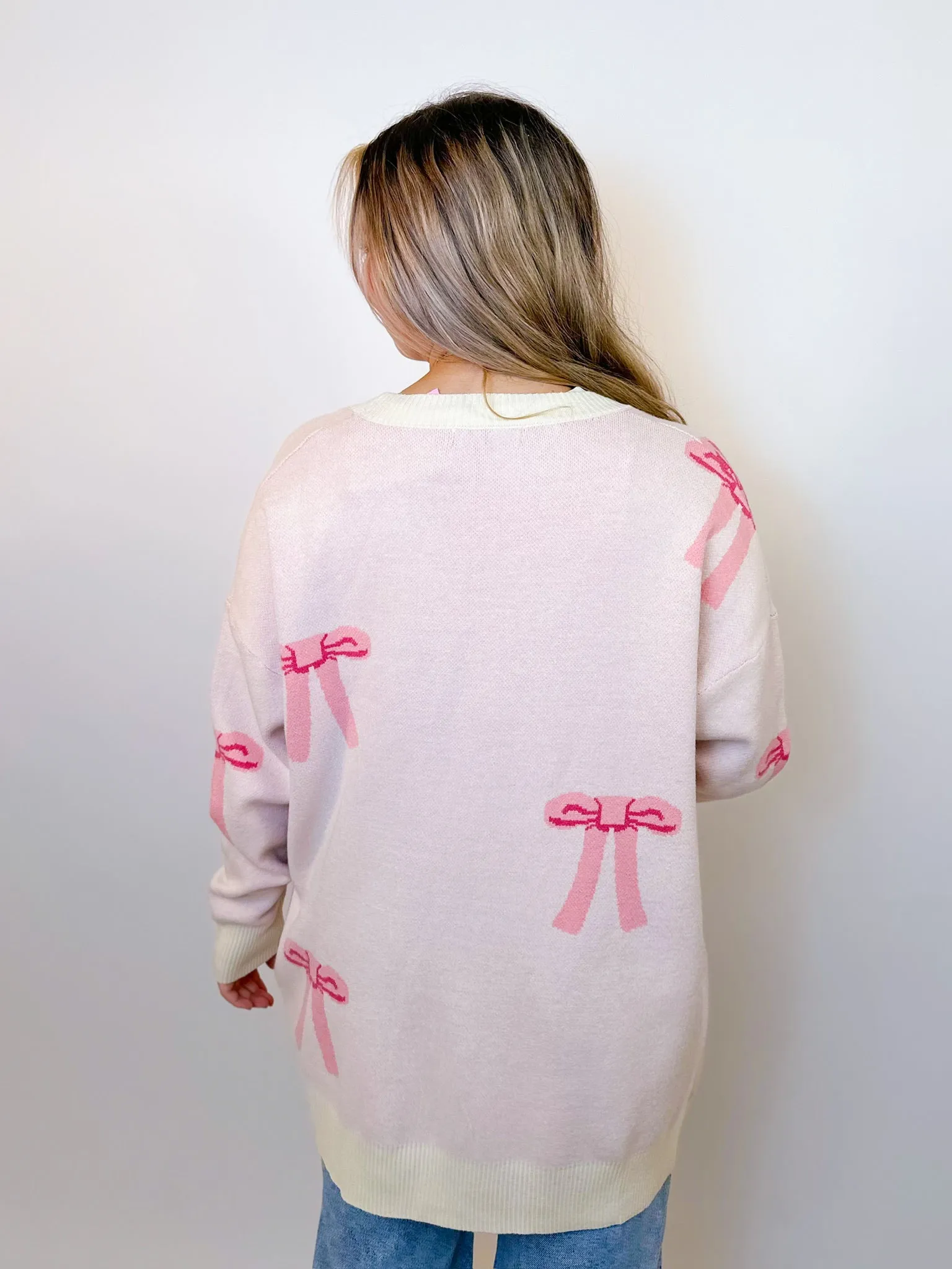 Bow Cardigan - Pink