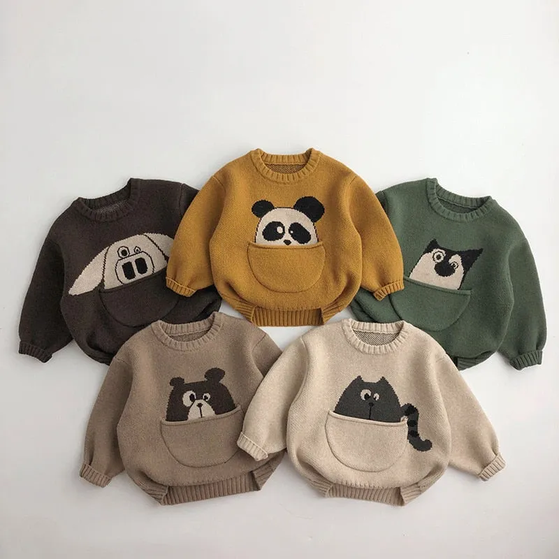 Boys Knitwear Pullover Outwear Cartoon Sweater for 1-6 yrs