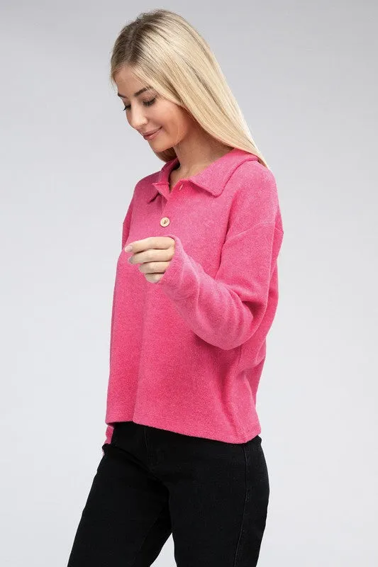 Brushed Melange Hacci Collared Sweater