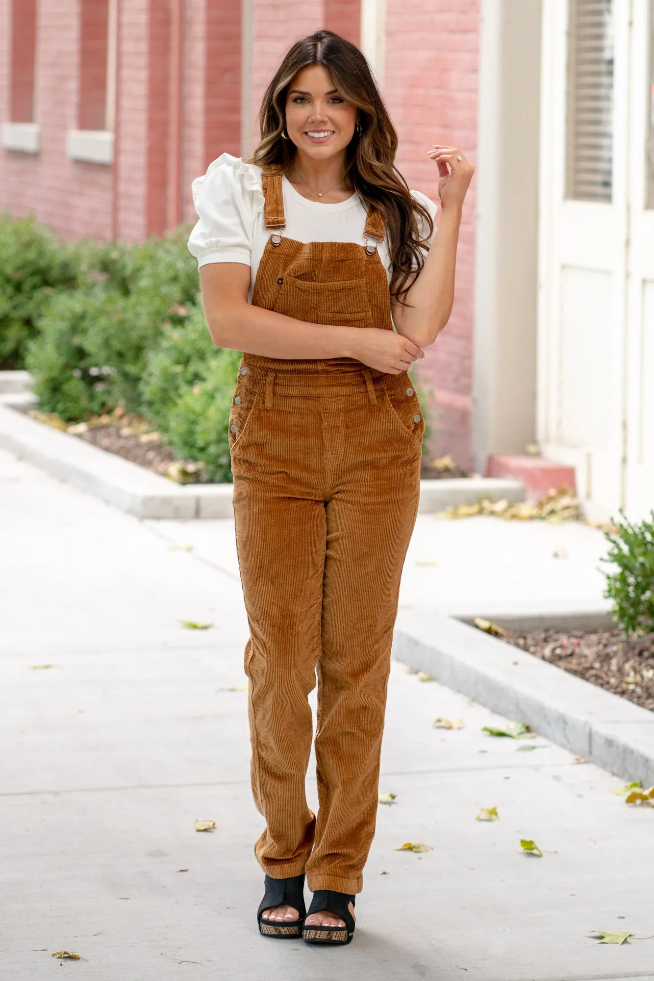 Camel Corduroy Overall Straight Leg