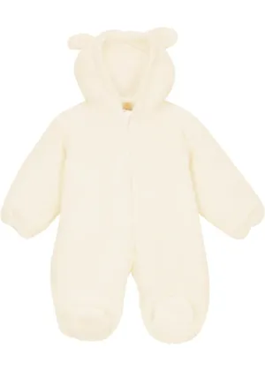 Children's fleece overalls with a cute plush face and ears Bpc Bonprix Collection white