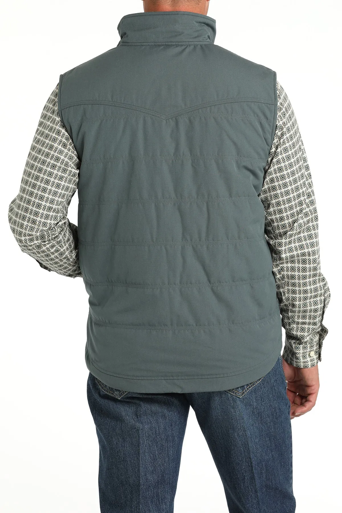 Cinch Men's Blue Wax Coated Quilted Canvas Vest