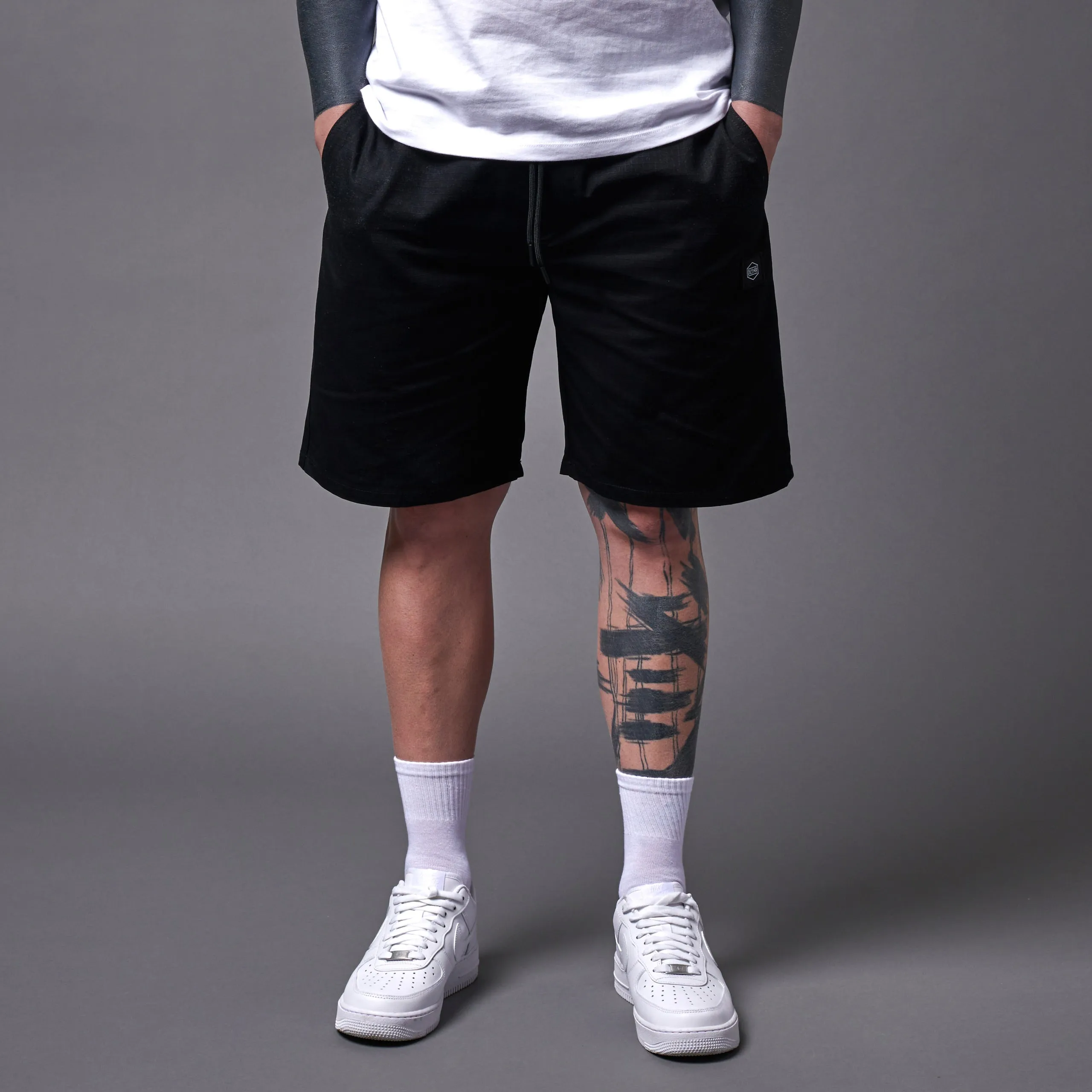 Cotton Ripstop Jogger Shorts Black