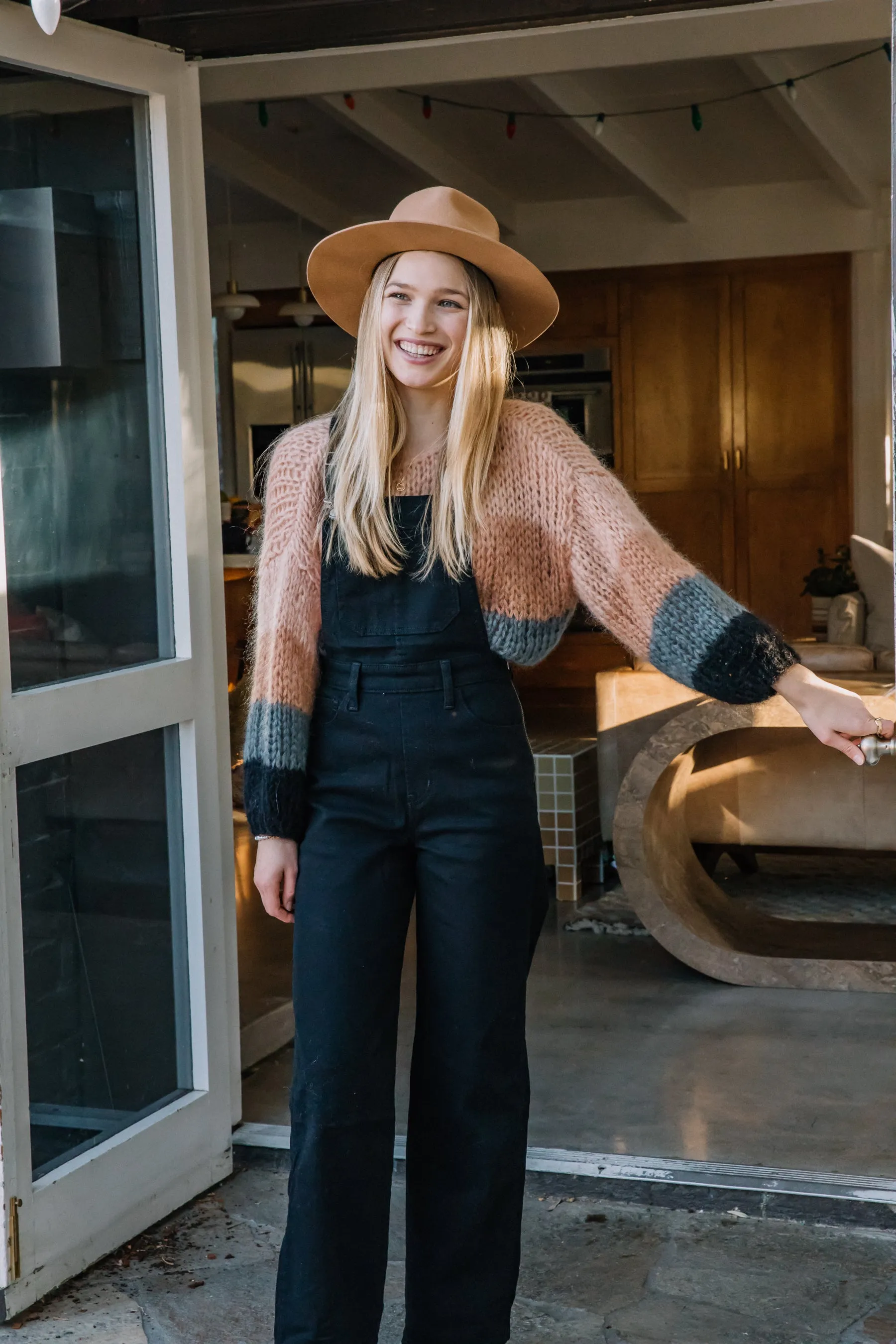 Cozy Black High Loose Overalls