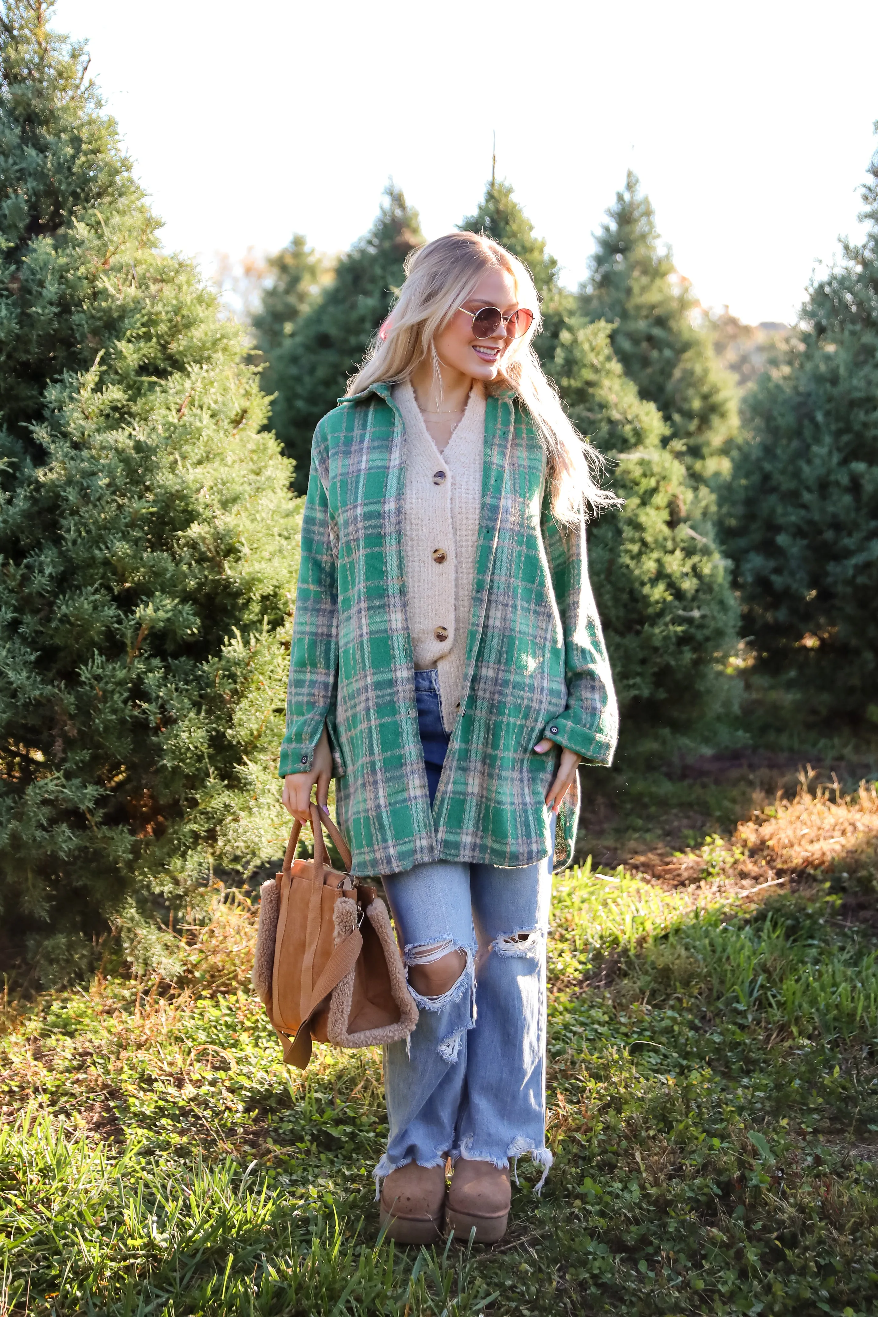 Cuddle Club Green Plaid Shacket