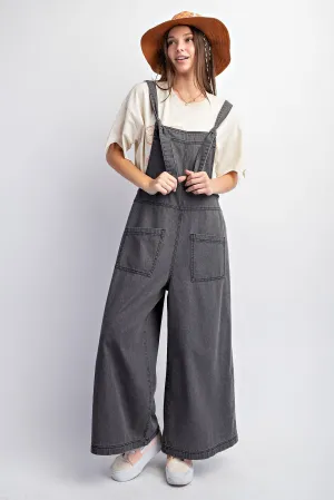 Easel Plus Overalls - Adjustable tie straps, elastic back waist GRAY BLACK