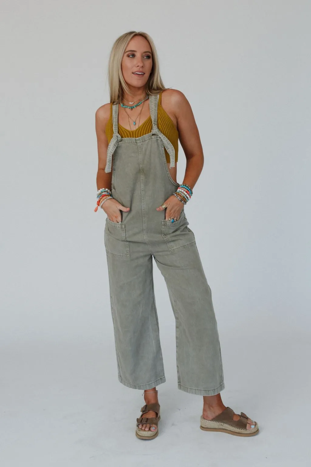 Elliot Knotted Overalls - Olive