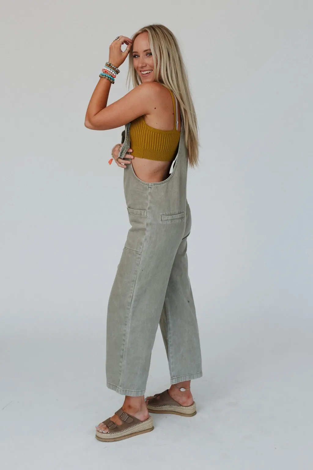 Elliot Knotted Overalls - Olive