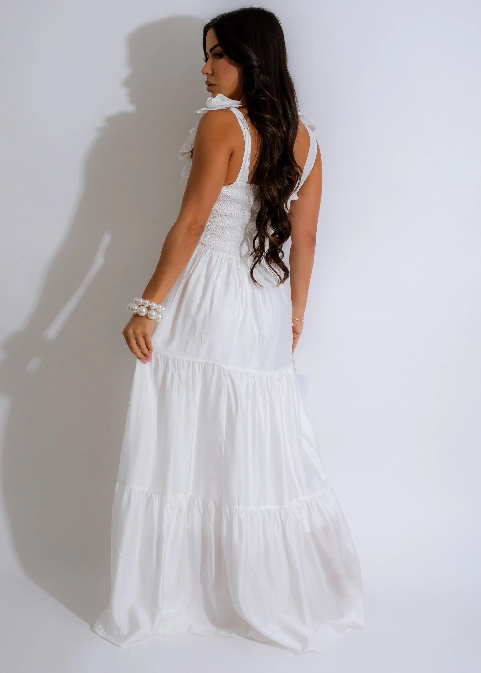 Enchanted Rose Maxi Dress White