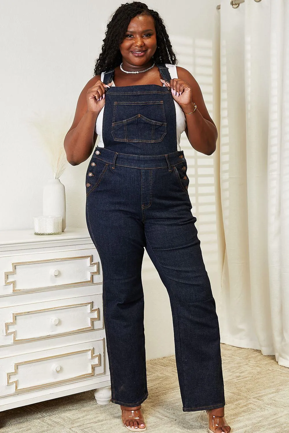 Felicity Full Size High Waist Classic Denim Overalls