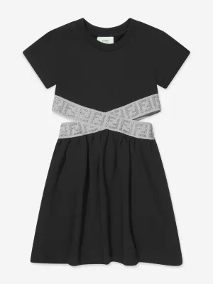 Fendi Girls FF Logo Waist Dress in Black