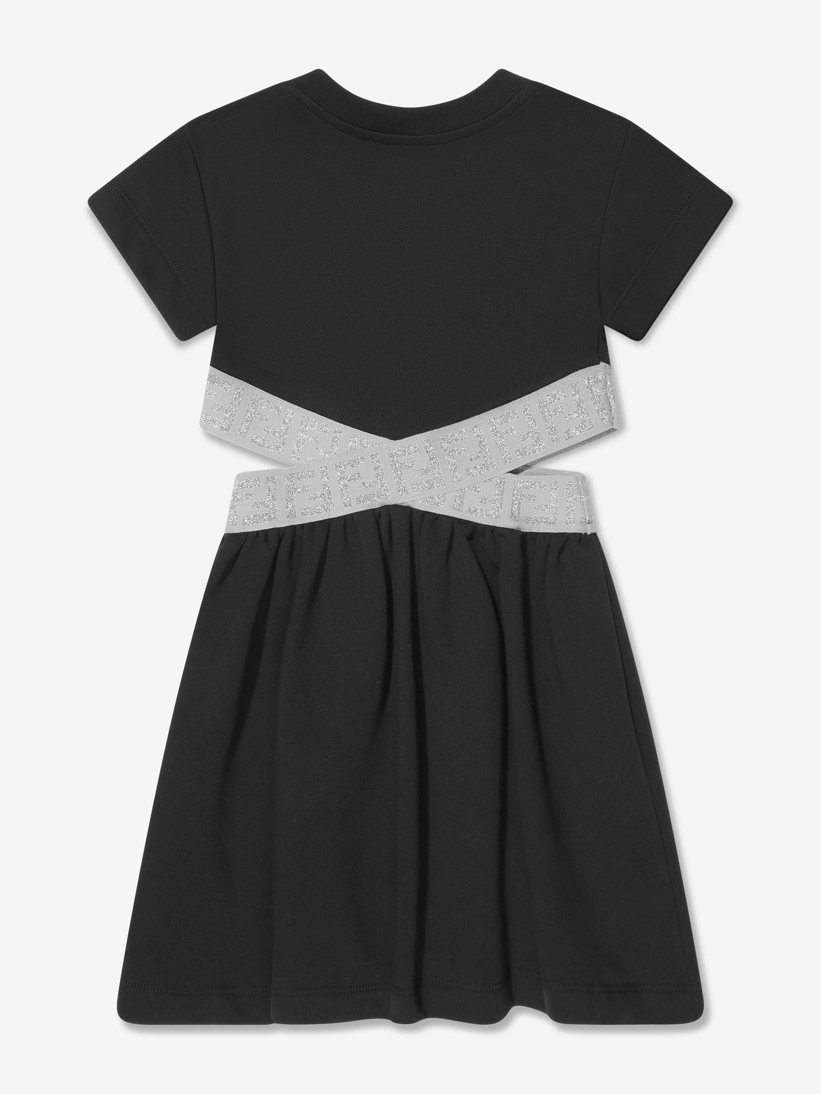 Fendi Girls FF Logo Waist Dress in Black