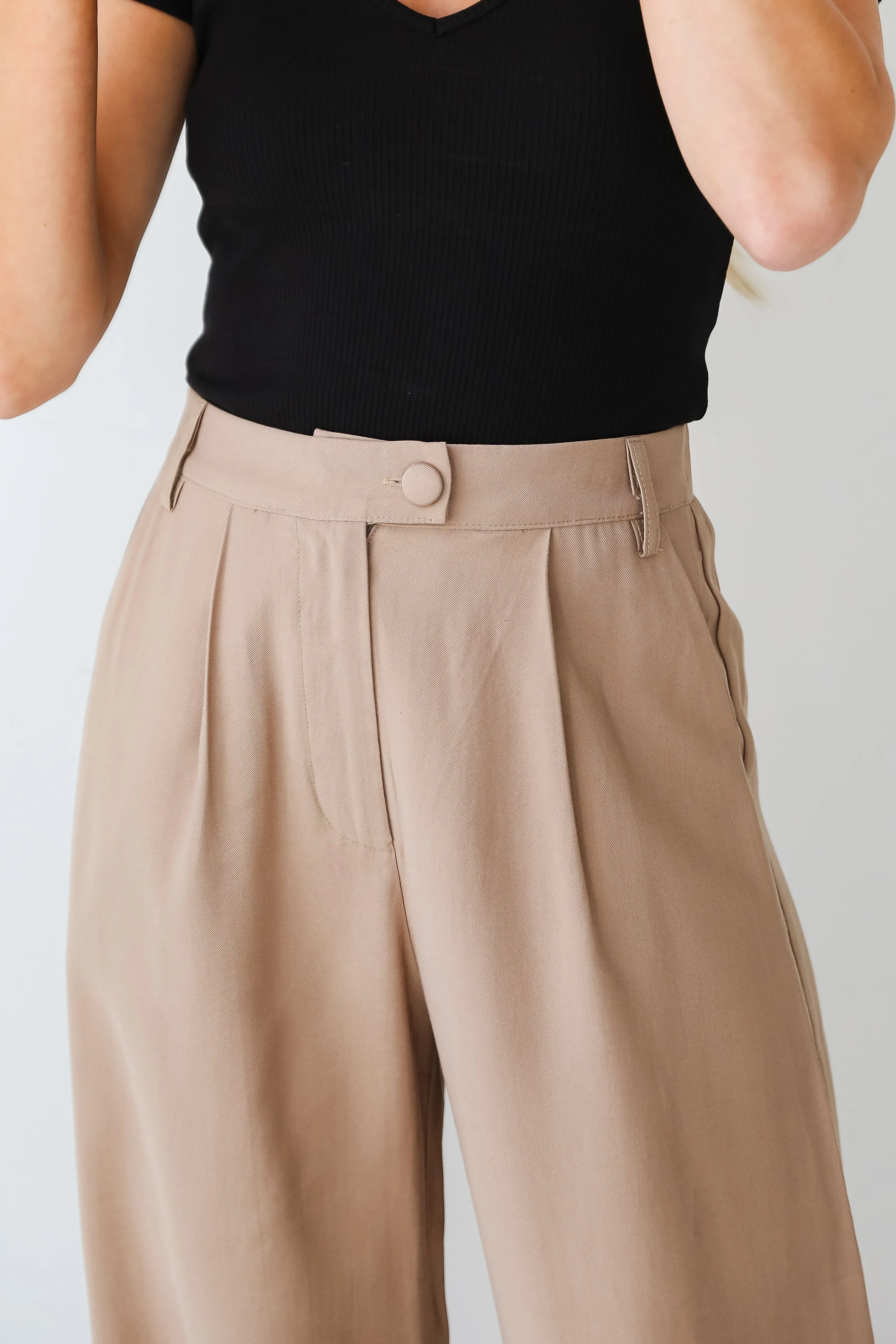 FINAL SALE - Effortlessly Posh Taupe Trouser Pants