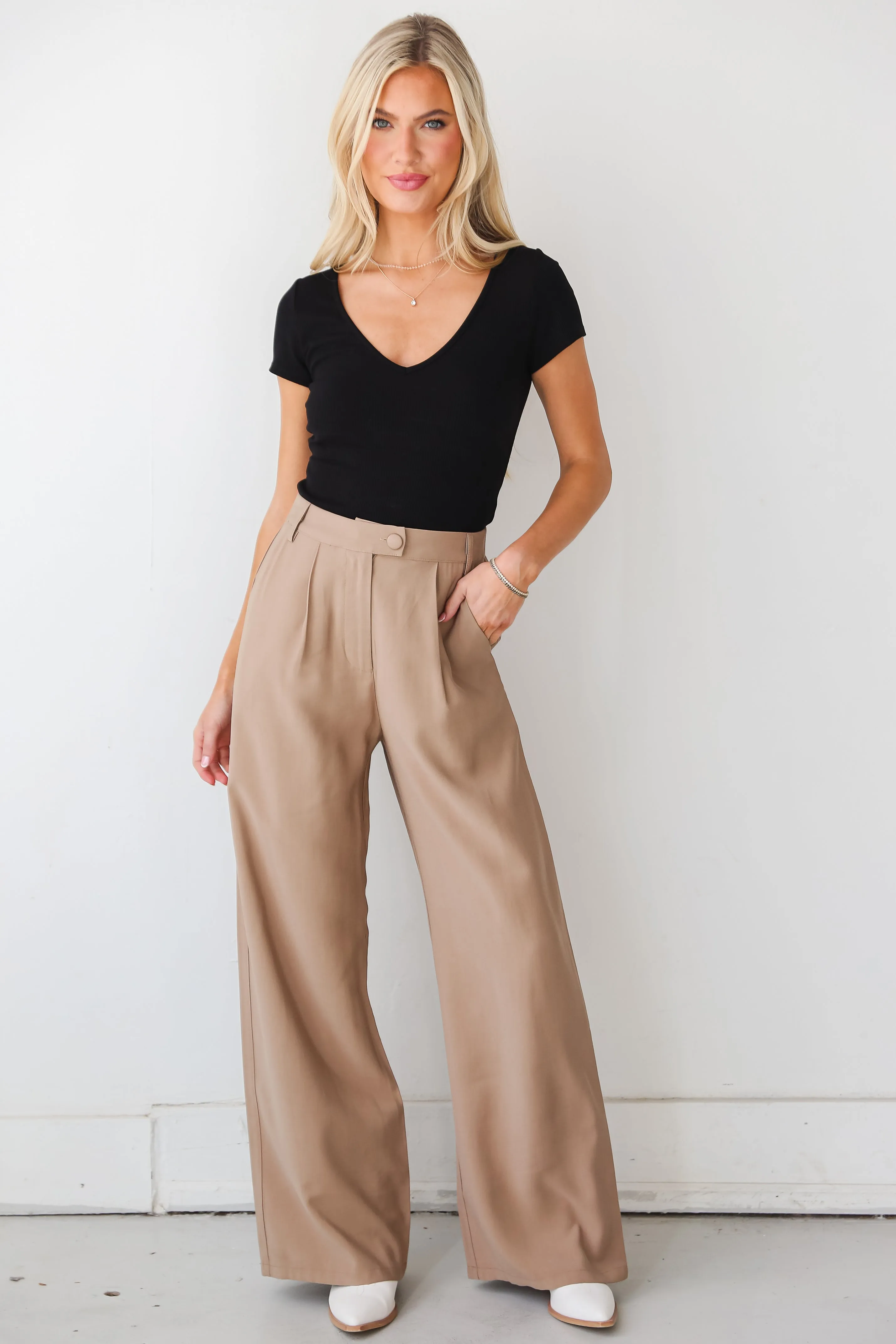 FINAL SALE - Effortlessly Posh Taupe Trouser Pants