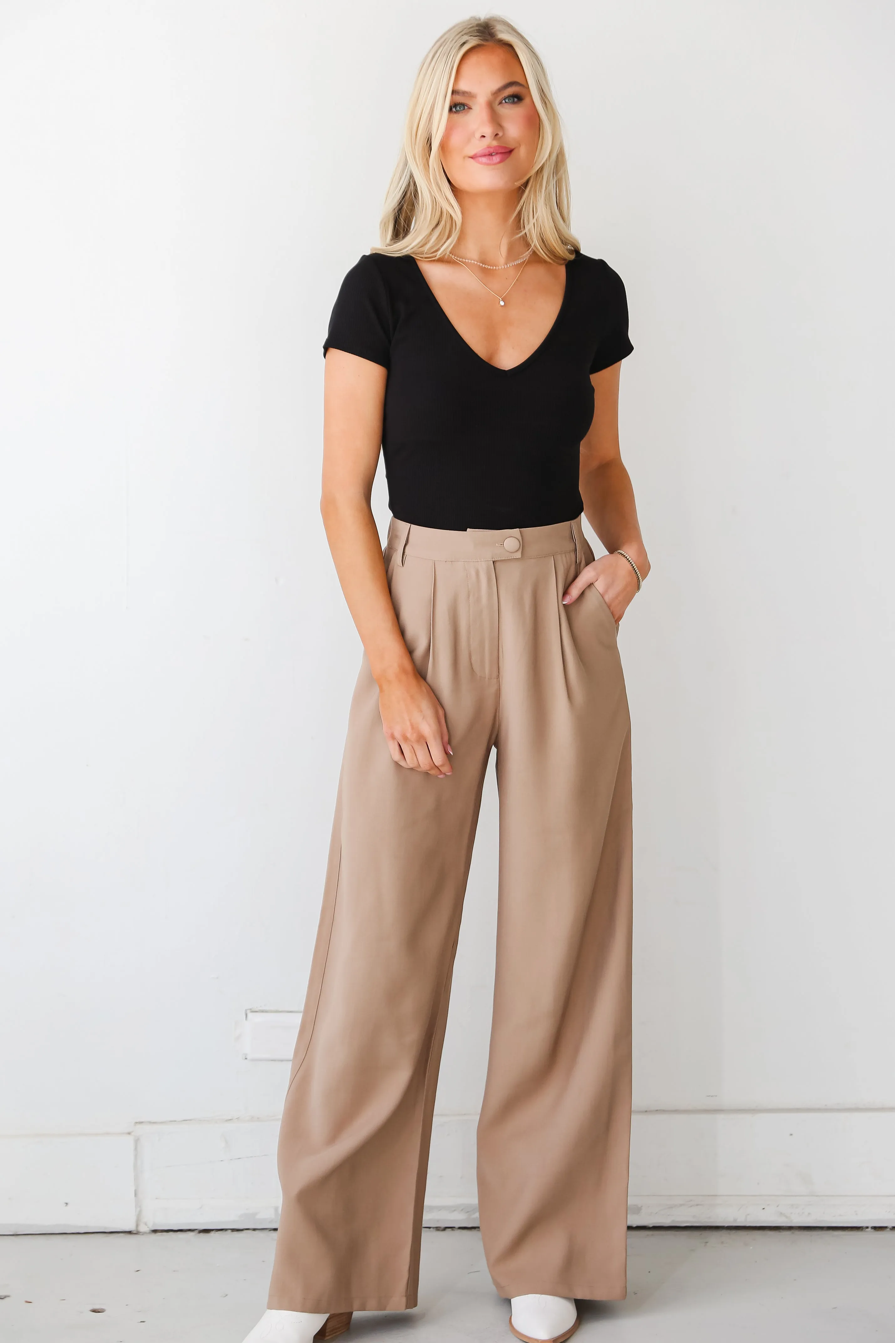 FINAL SALE - Effortlessly Posh Taupe Trouser Pants