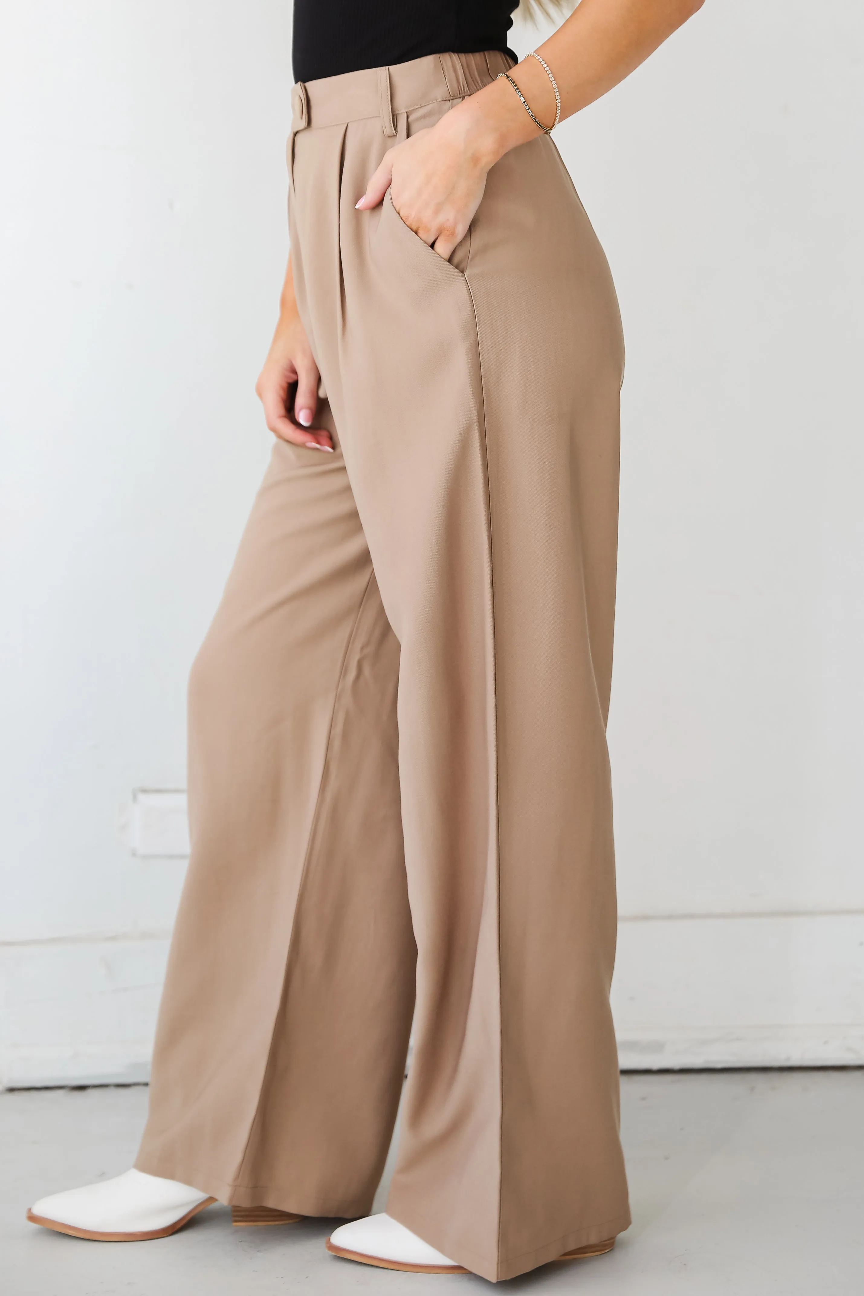 FINAL SALE - Effortlessly Posh Taupe Trouser Pants