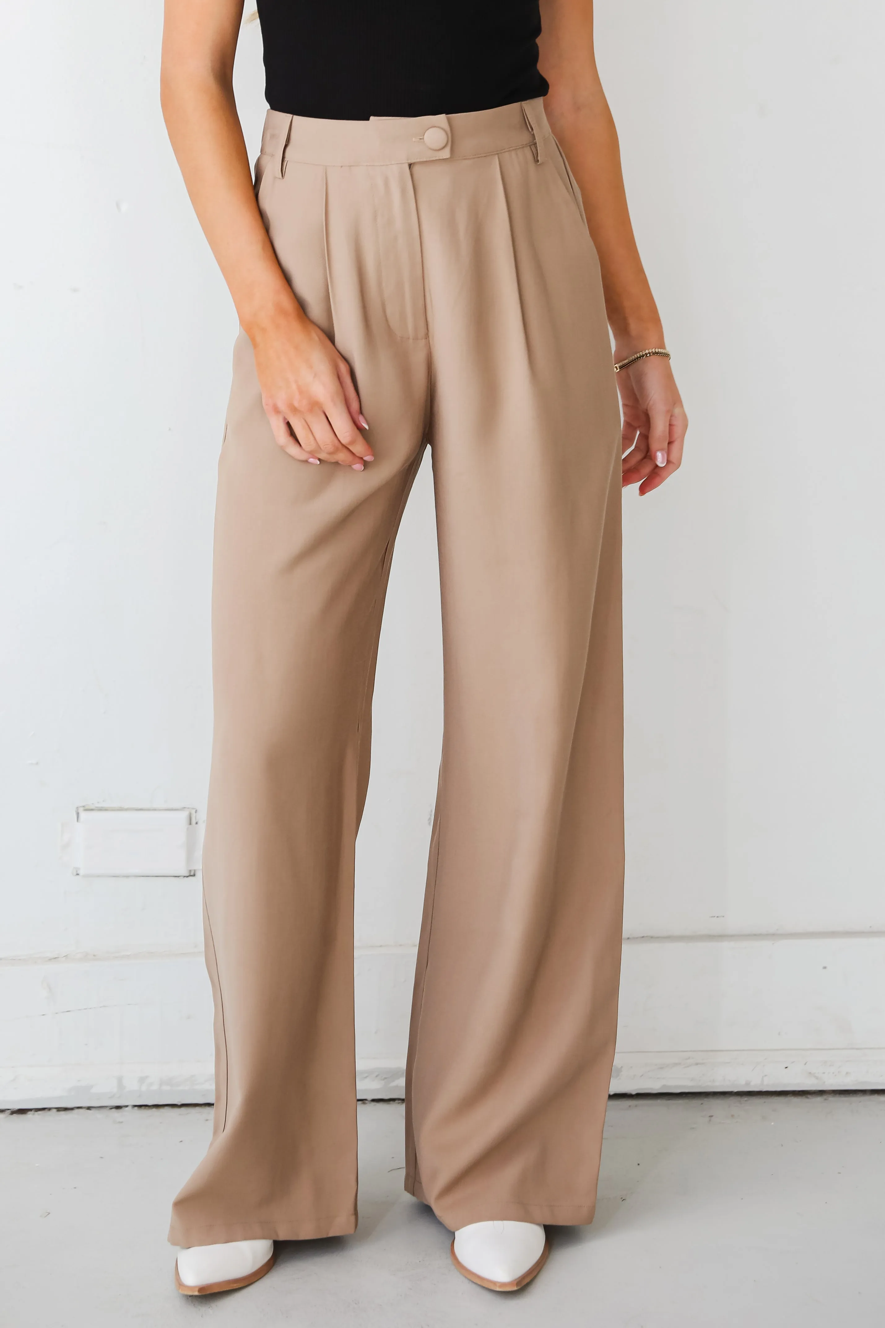 FINAL SALE - Effortlessly Posh Taupe Trouser Pants