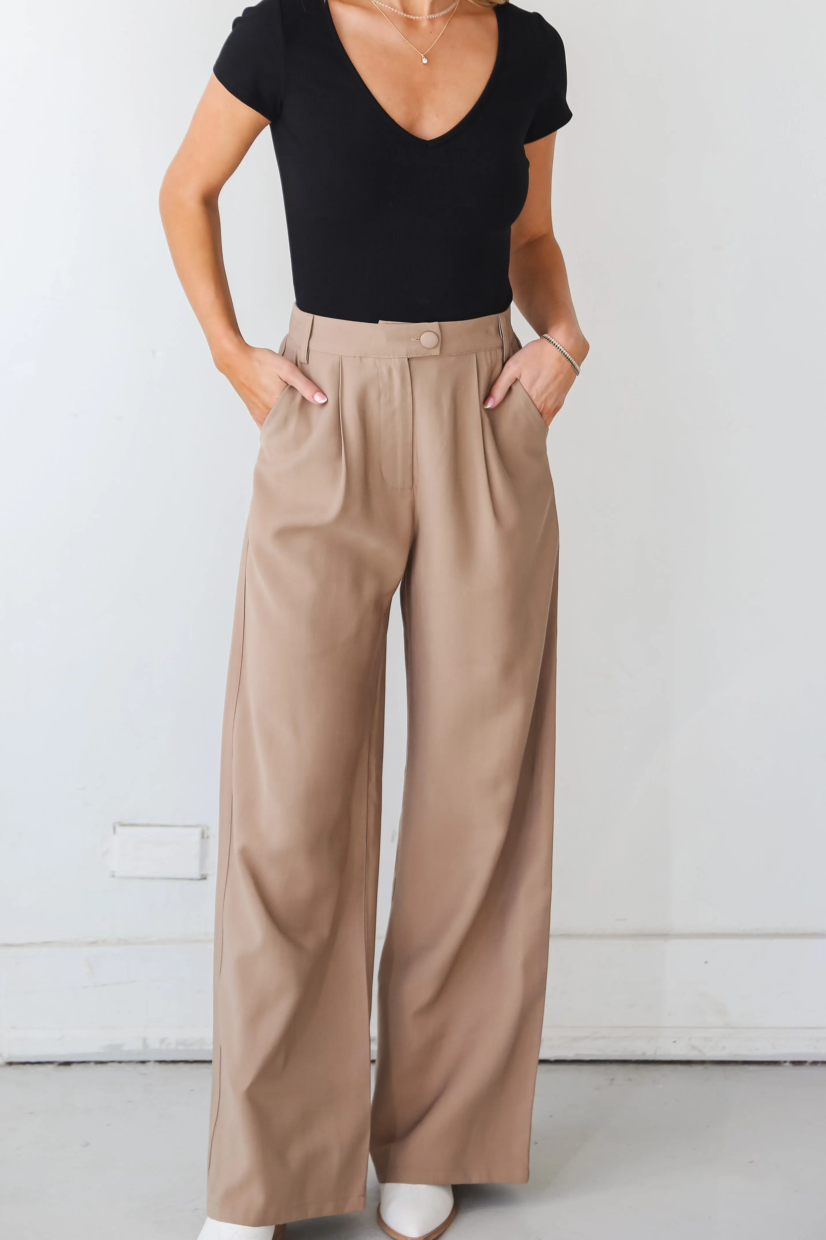 FINAL SALE - Effortlessly Posh Taupe Trouser Pants