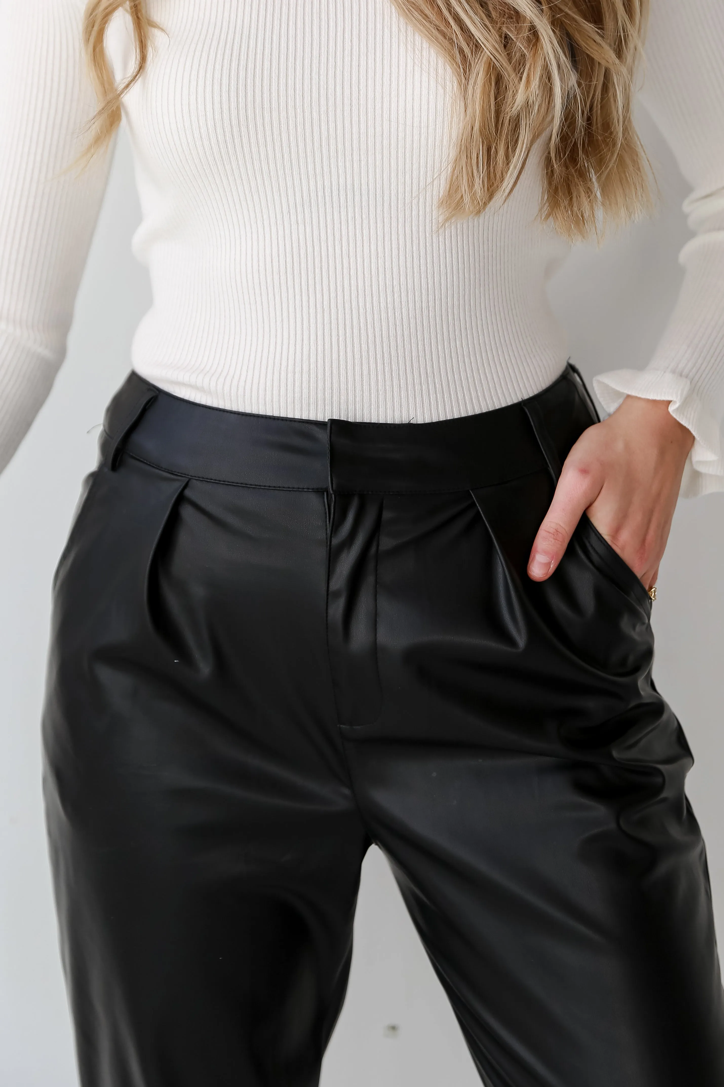 FINAL SALE - Totally Polished Black Leather Pants