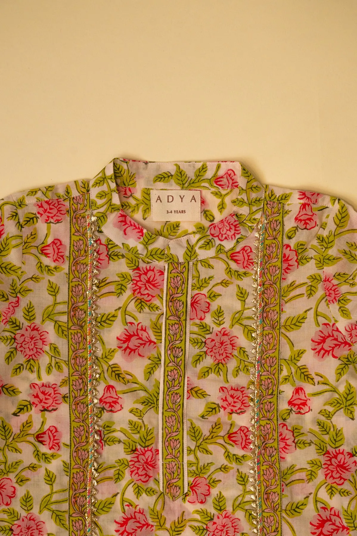 Floral Print Kurta - Green And Pink