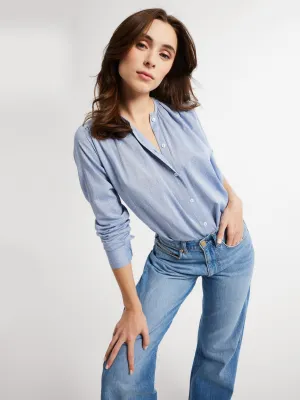 Florian Top in Chambray Polka Dot