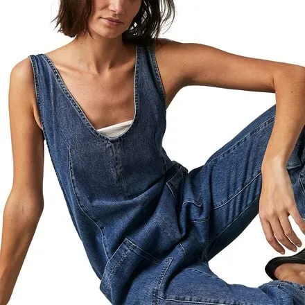 Free People Women's High Roller Jumpsuit, Sapphire Blue