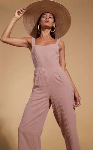 HALO Kimani Twist Back Jumpsuit in Fawn