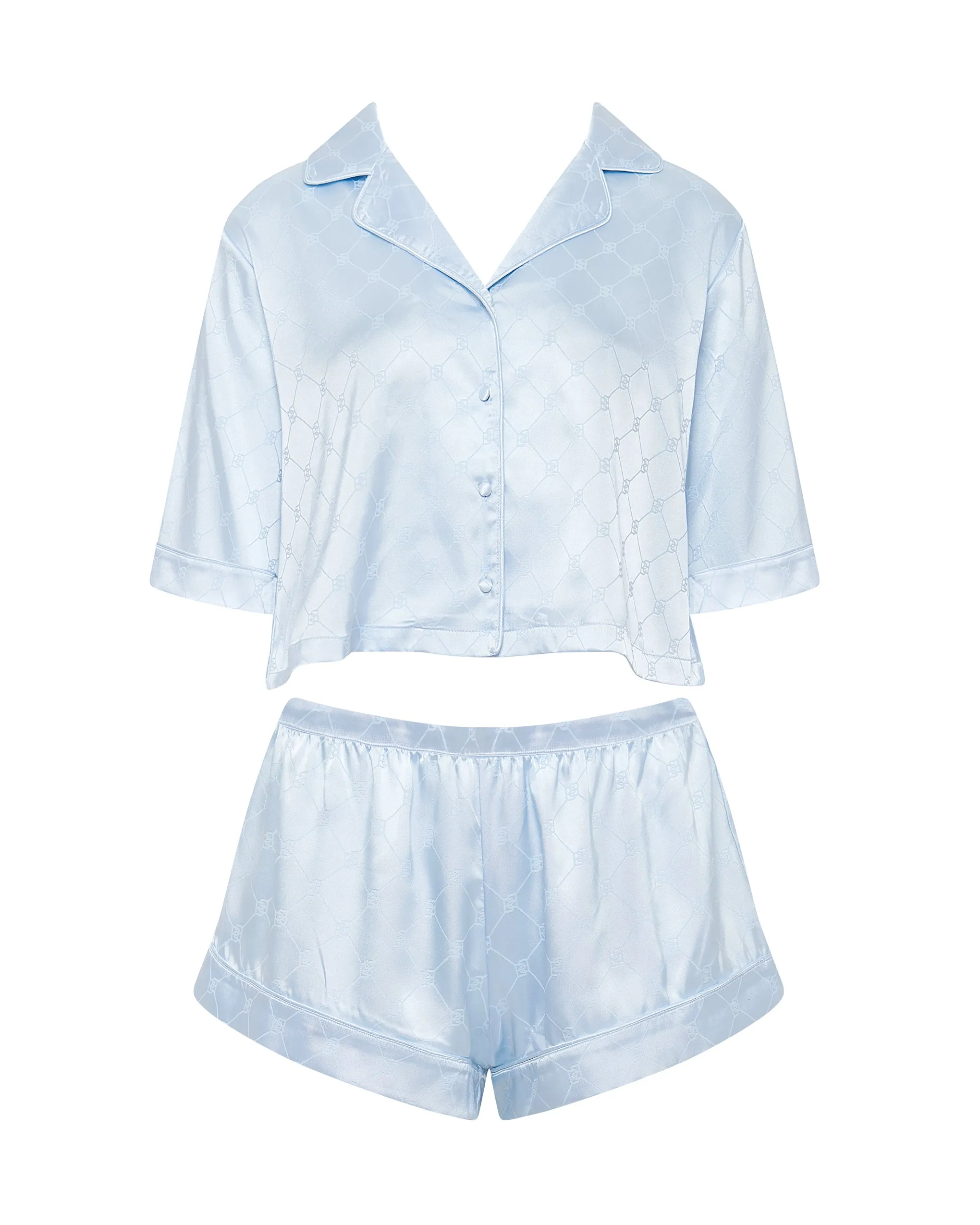 Helene Luxury Satin Short Pyjama Set Ice Water Blue