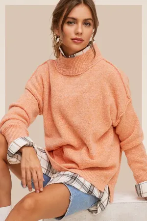 Hot Girl Aurelia Contrast Stitch Mock Neck Sweater