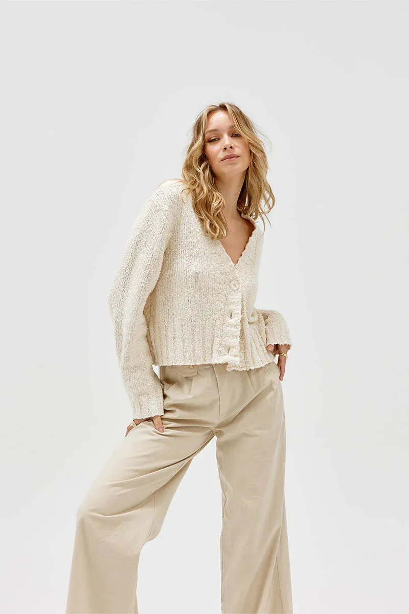 Inverse Crop Cardigan - Cream