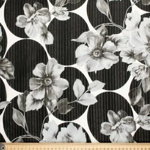 Japanese Cotton Prints Black & White Florals Design-9