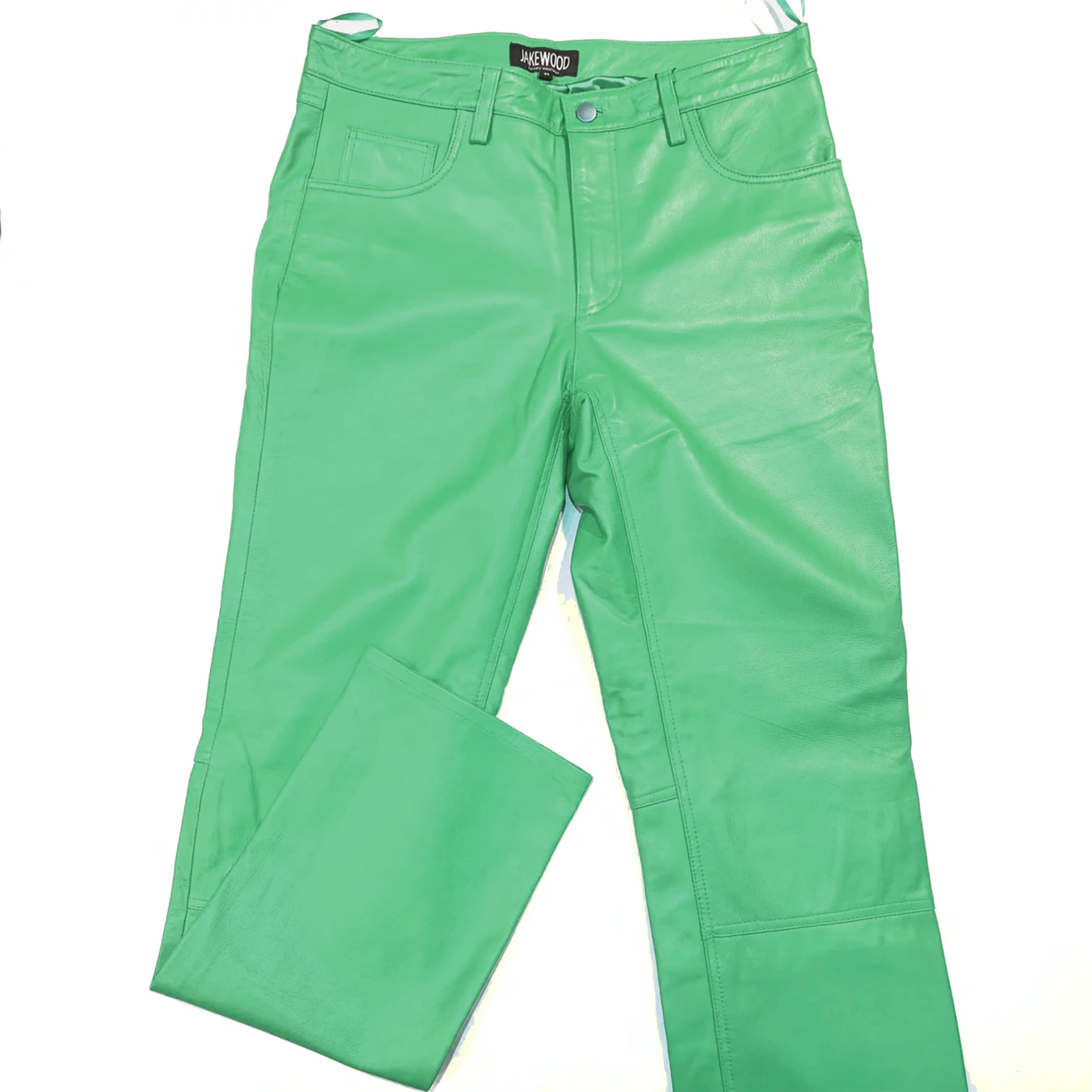 Kashani Men's Mint Green Lambskin Straight Cut Leather Pants