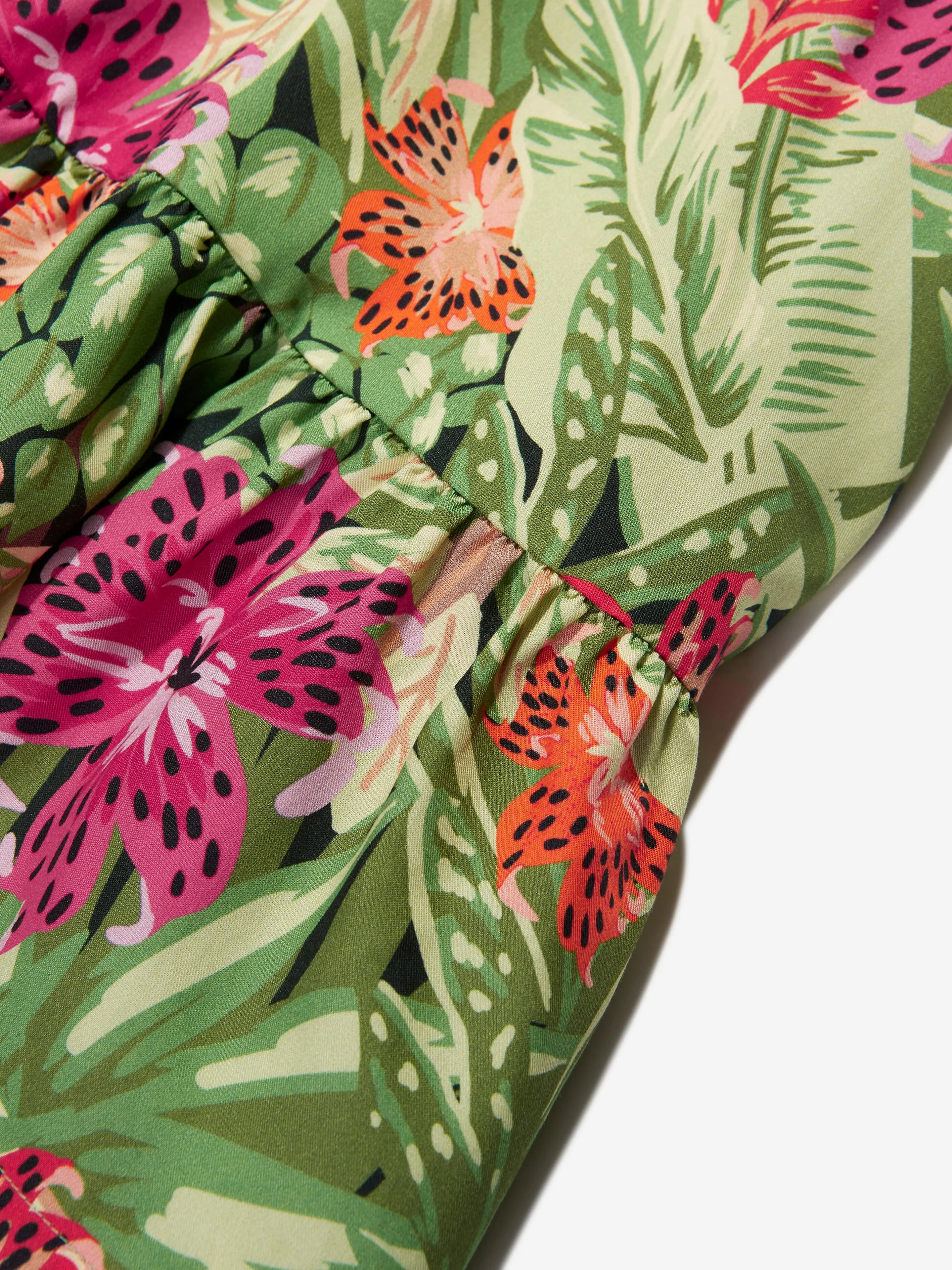 KENZO Girls Tropical Print Dress in Green