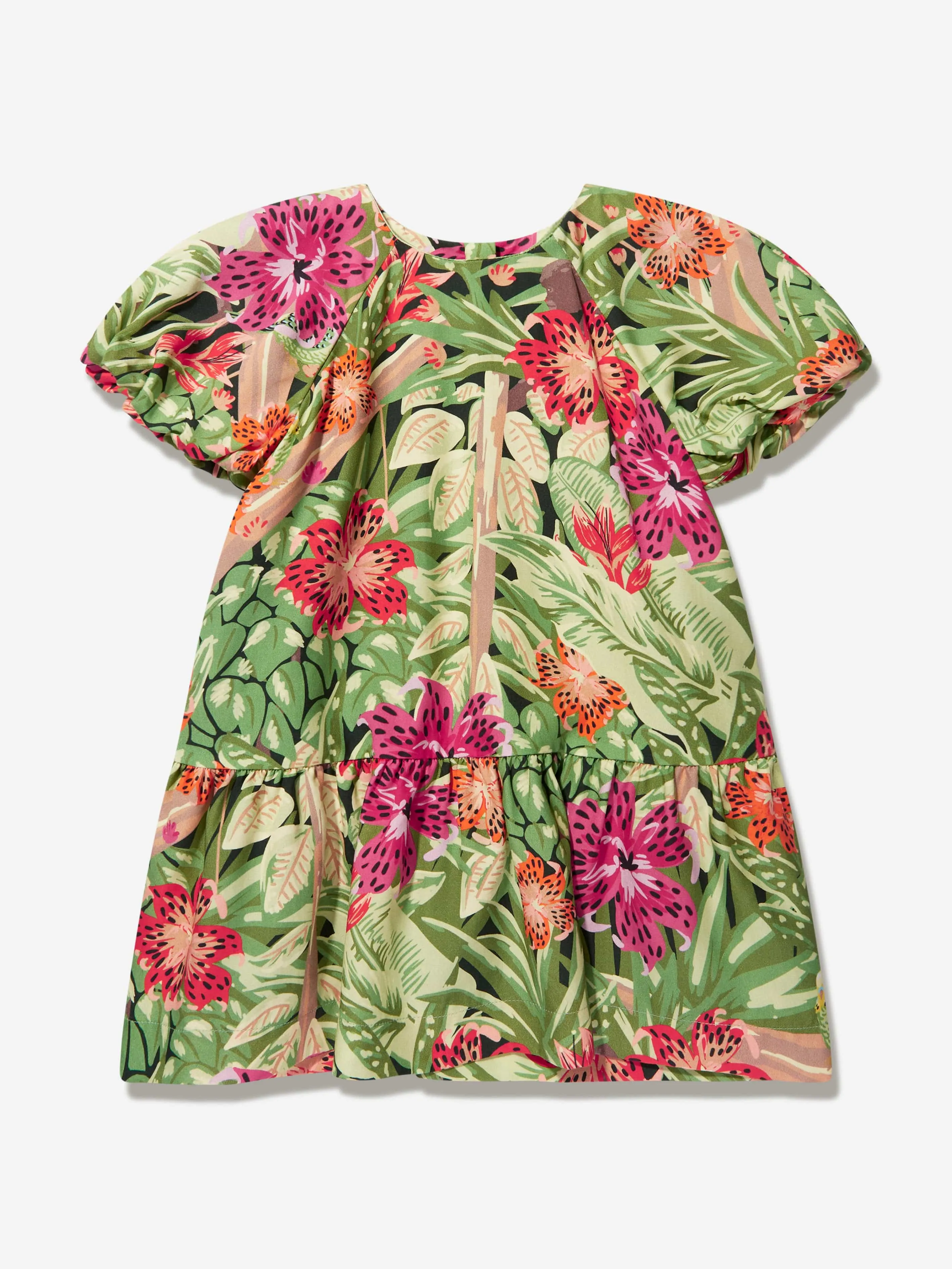 KENZO Girls Tropical Print Dress in Green