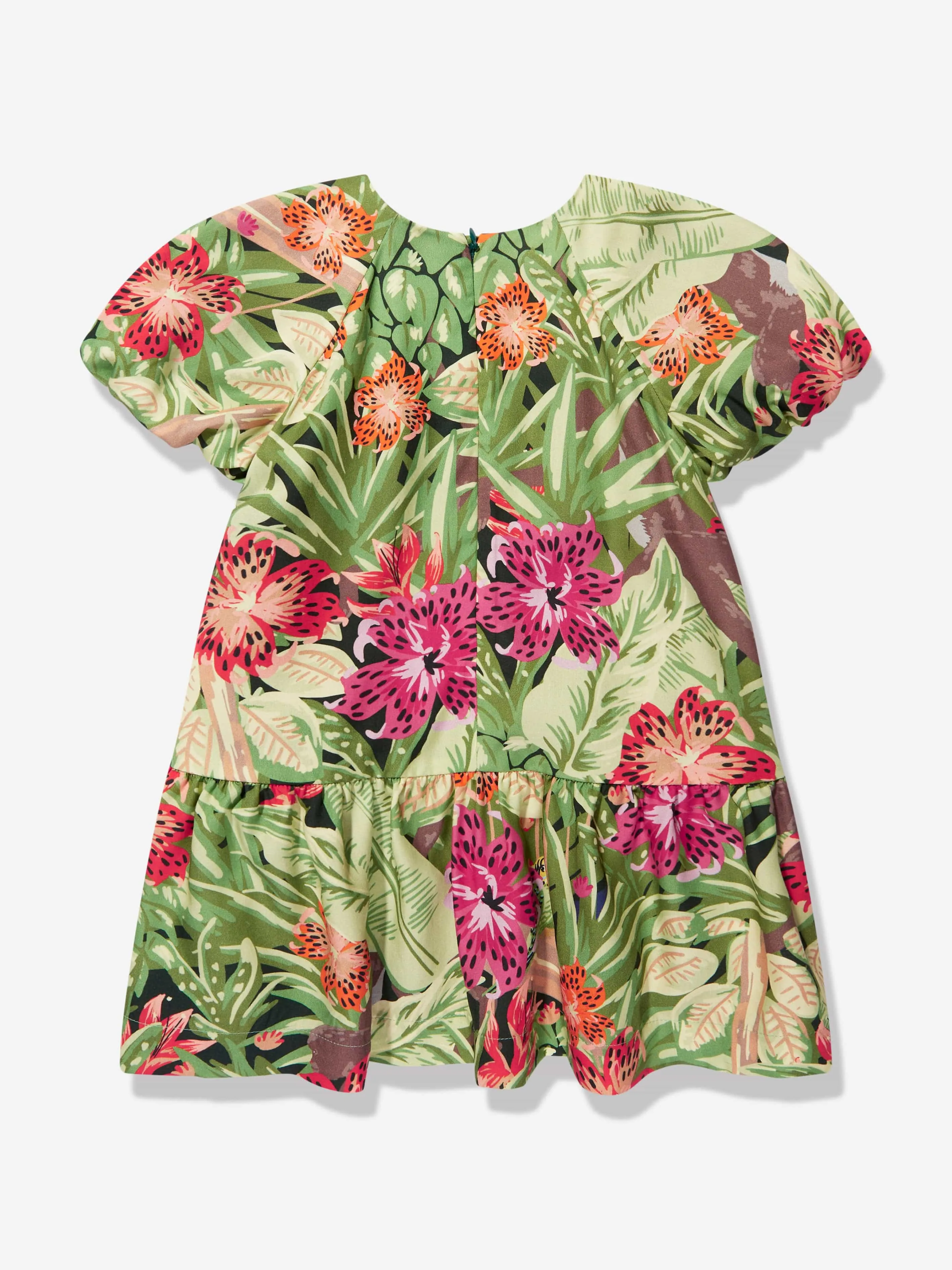 KENZO Girls Tropical Print Dress in Green