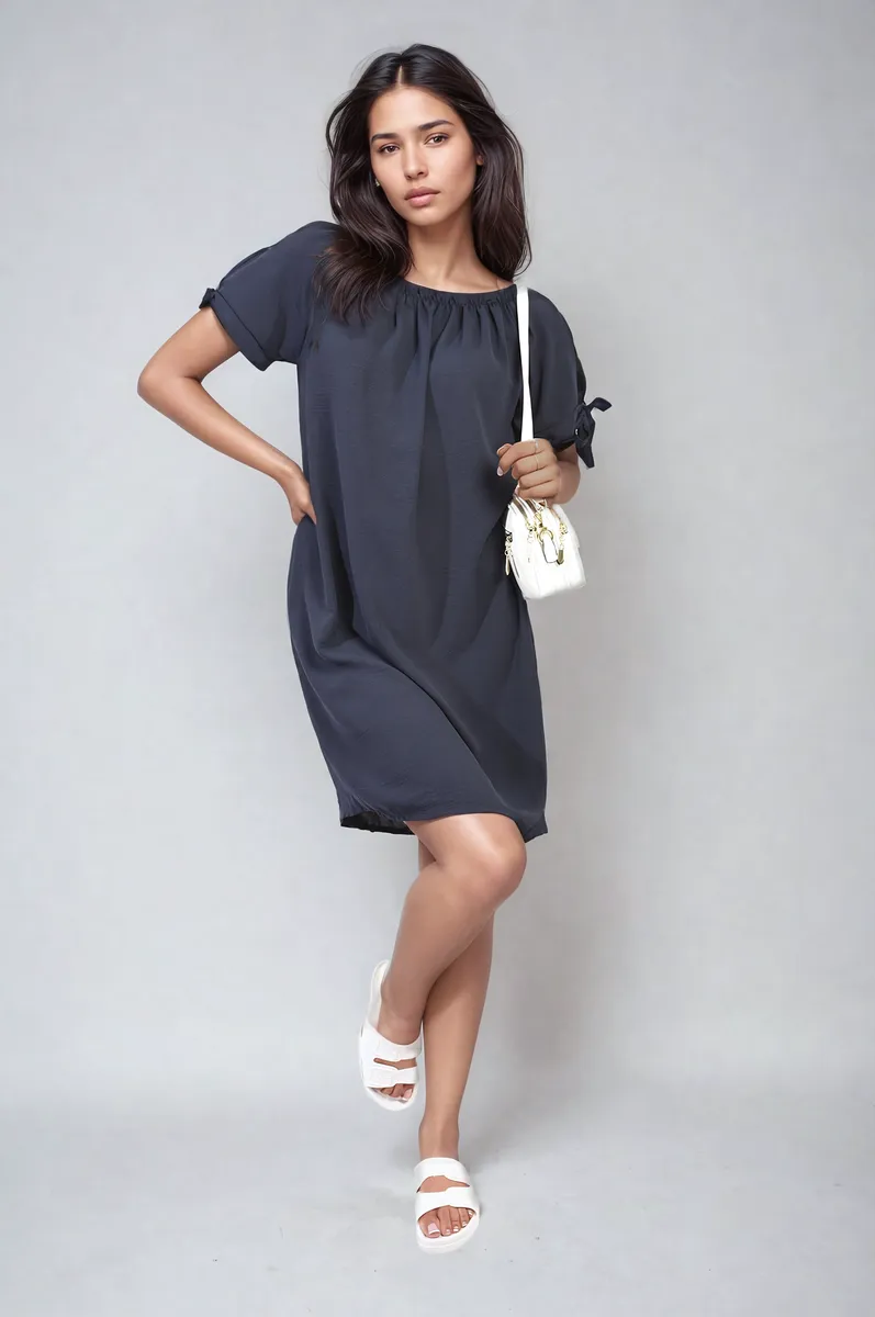 Knot Cuff Off Shoulder Mini Dress