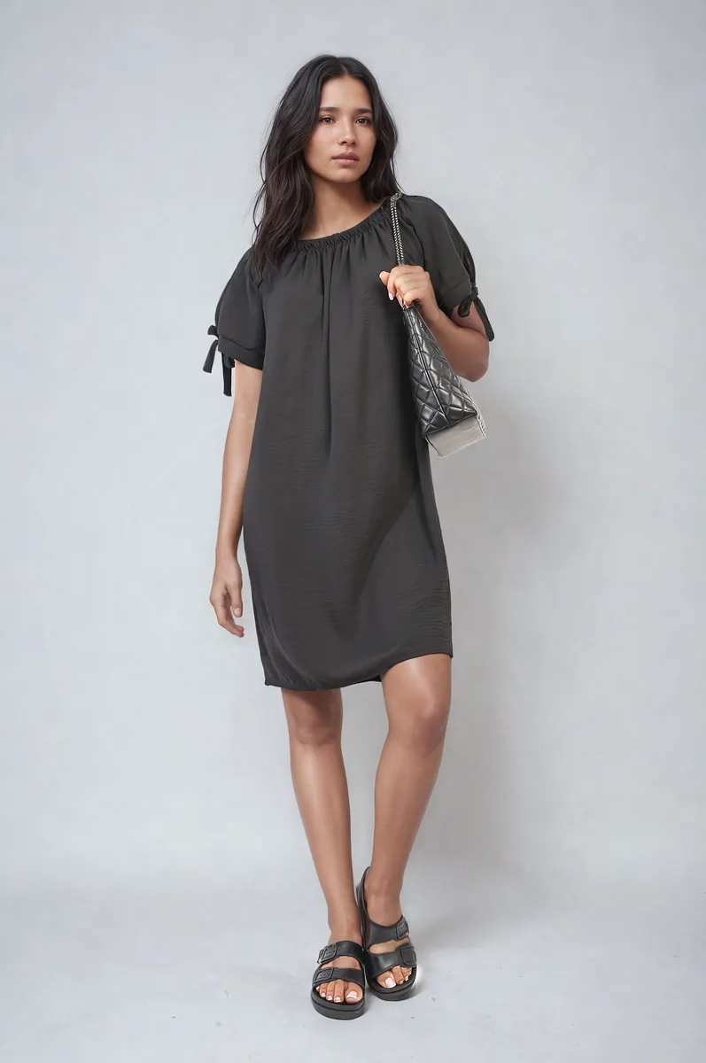 Knot Cuff Off Shoulder Mini Dress