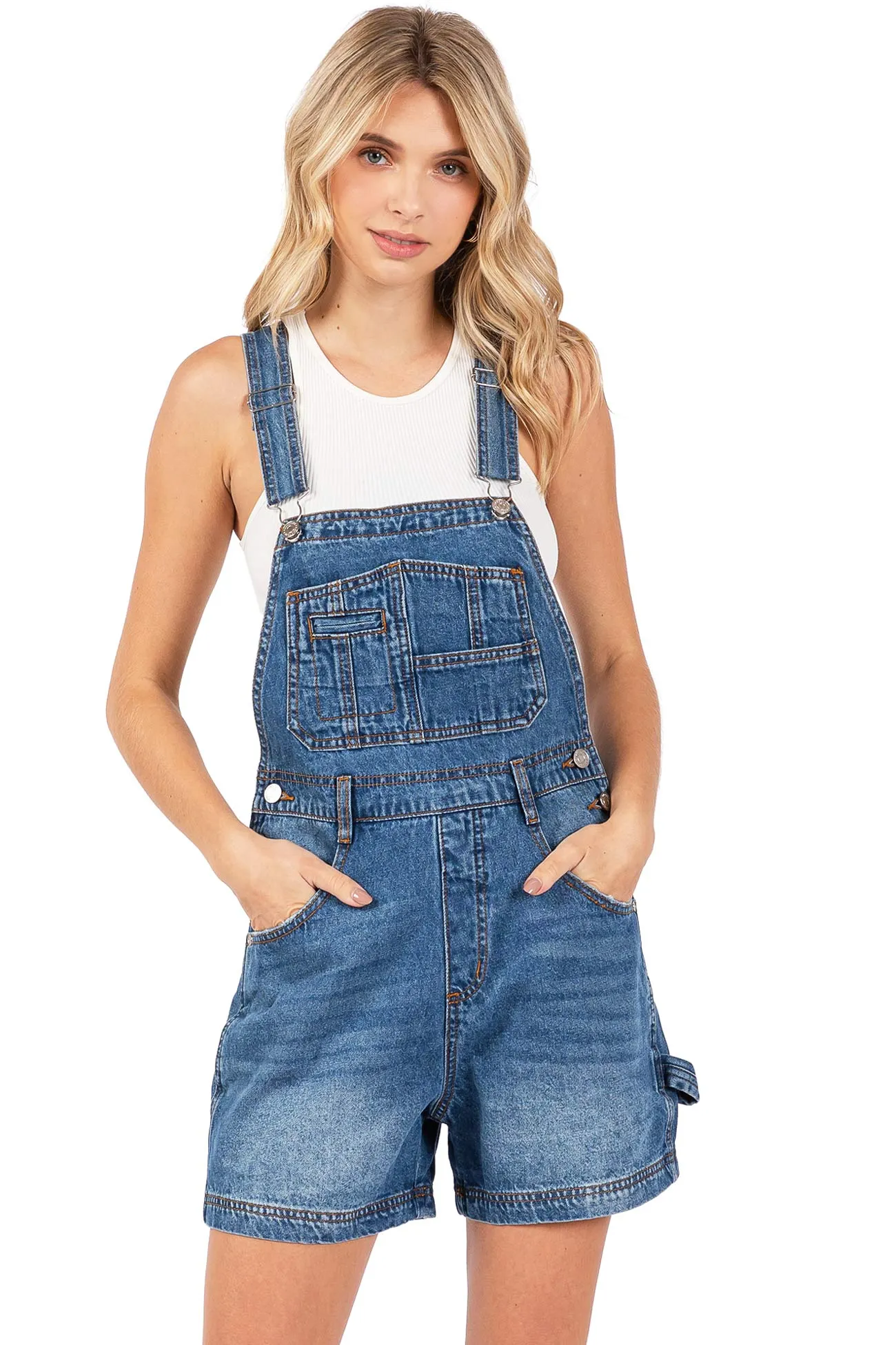 Lana Roux 90s Retro Dungaree Utility Denim Twill Overalls