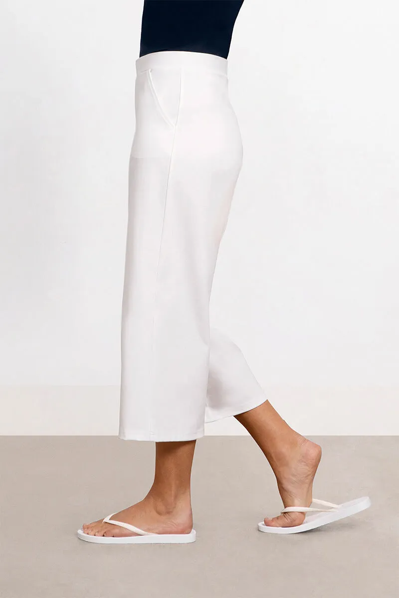 Lux Ponte Nu Wide Leg Crop | White