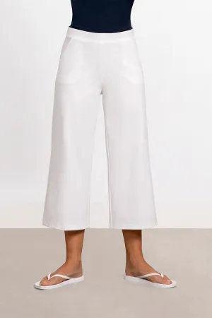 Lux Ponte Nu Wide Leg Crop | White