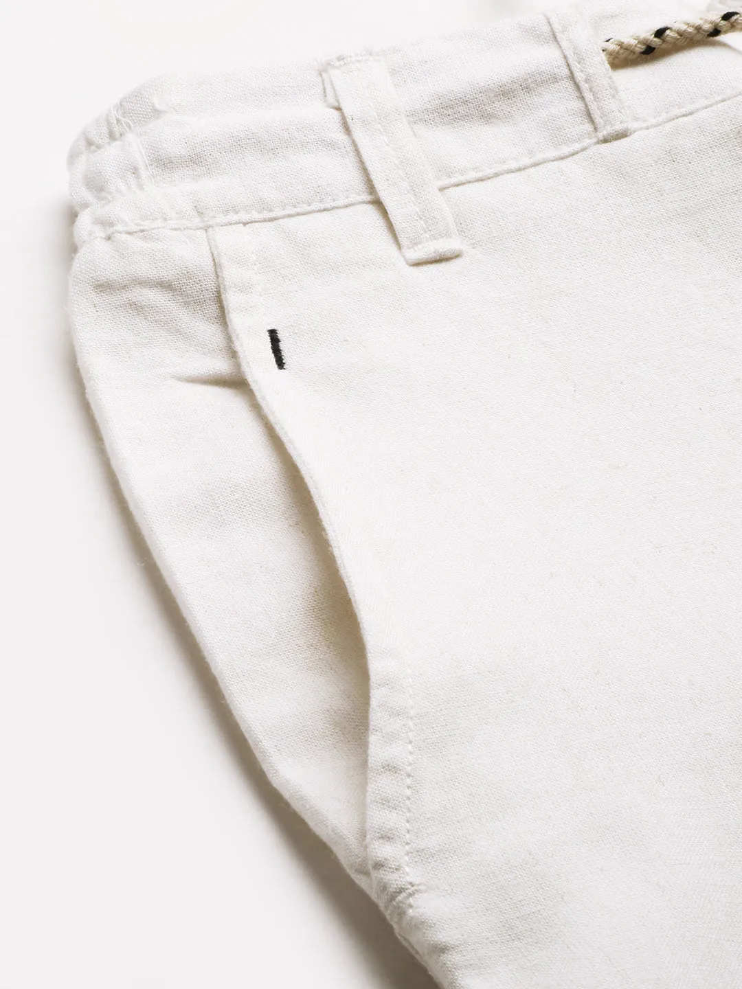 Men's White Linen Viscose Regular Fit Pant