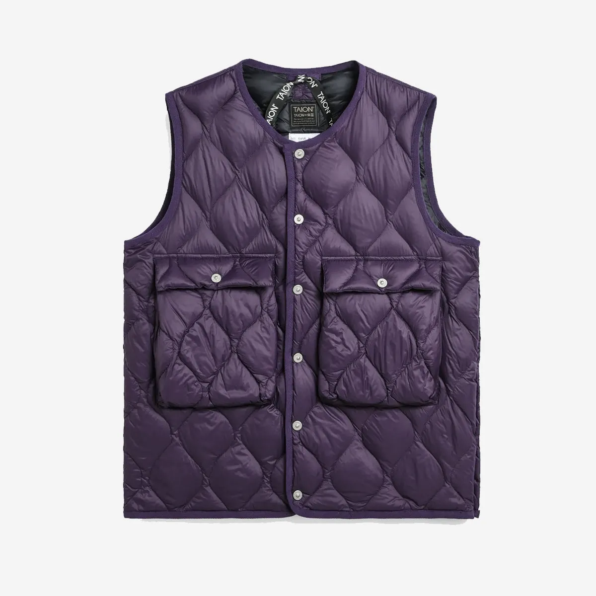 Military Crew Pocket Soft Shell Down Vest - Dark Purple