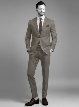 Napolean Ricci Mud Brown Wool Suit