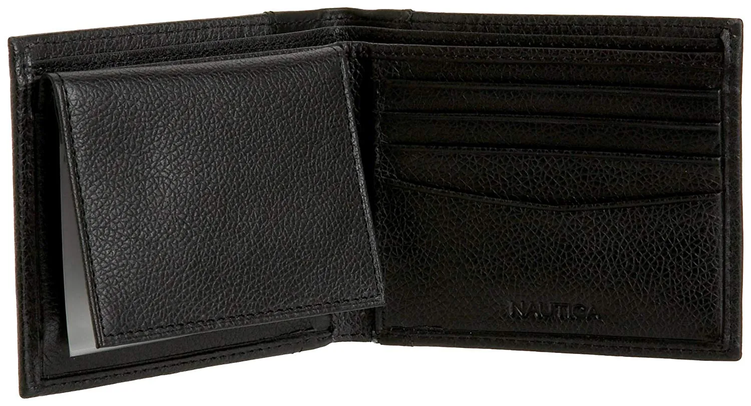 Nautica Men's Milled Leather Passcase Wallet