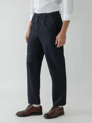 Navy Plain Smart Trousers