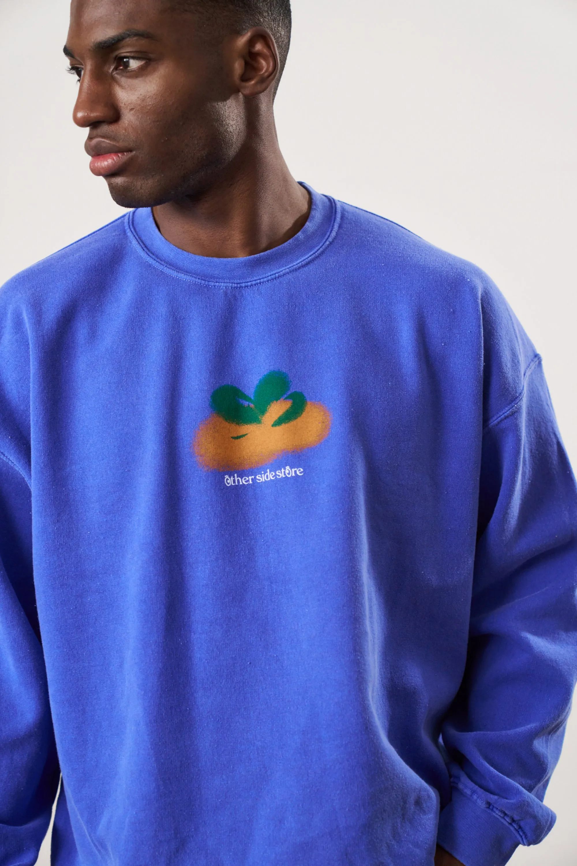 Other Side Store 'Orange' Vintage Washed Sweater - Royal Blue